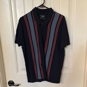 A&F Navy, Orange, and Blue knit Polo